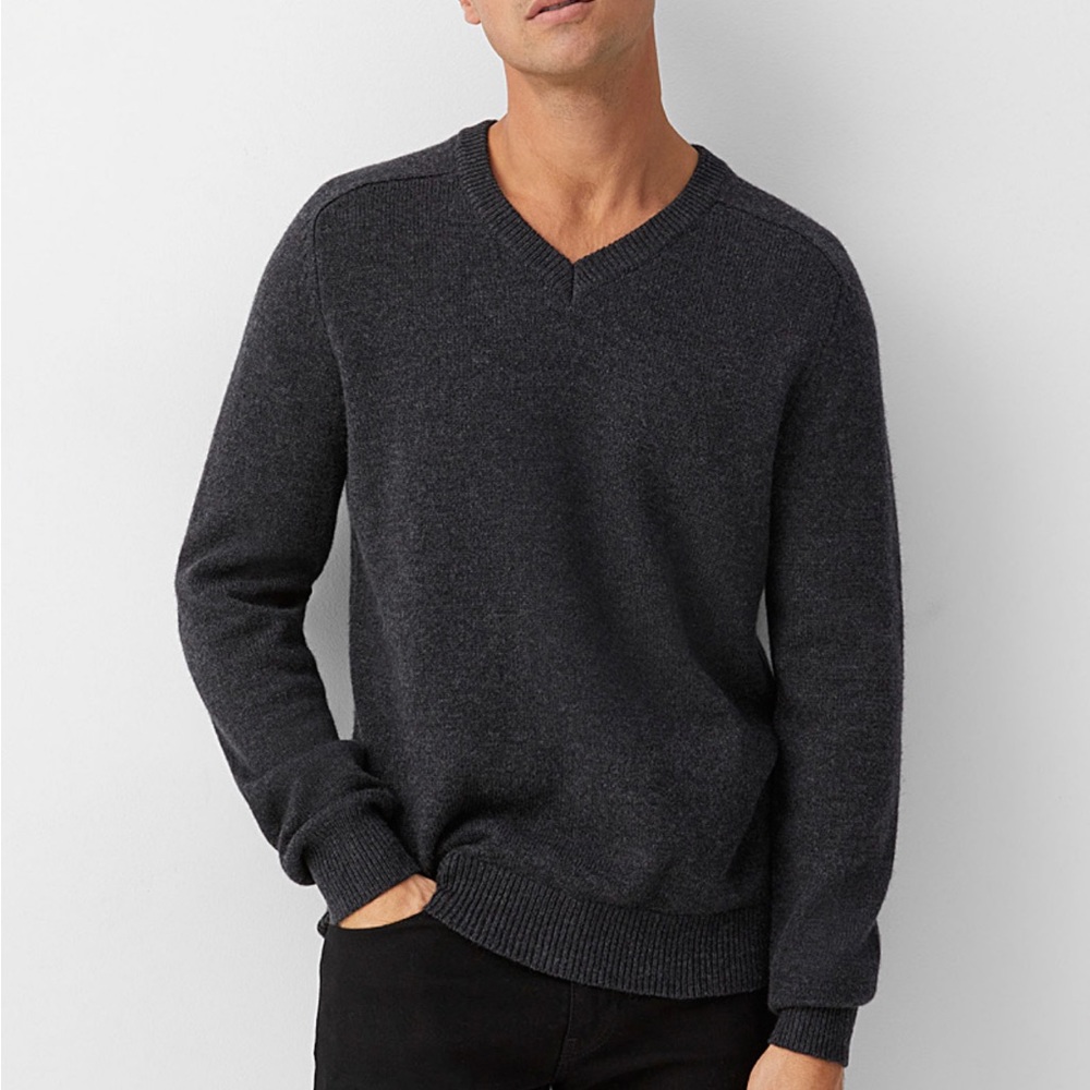 Le31 PAR SIMONS V-Neck 100%Lambswool Navy Sweater Men NWT Sweater